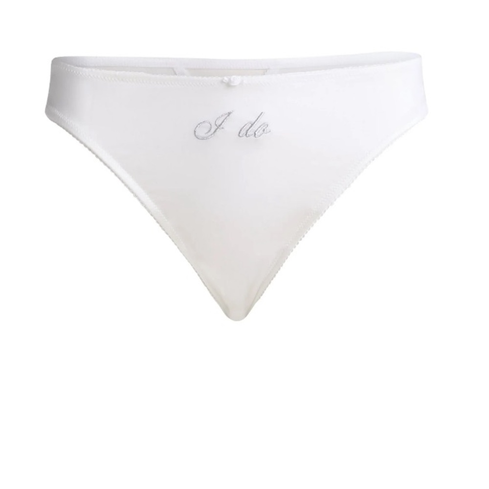 ➕Joyspun Women's Satin Bridal Thong Panties with Lace and Picot